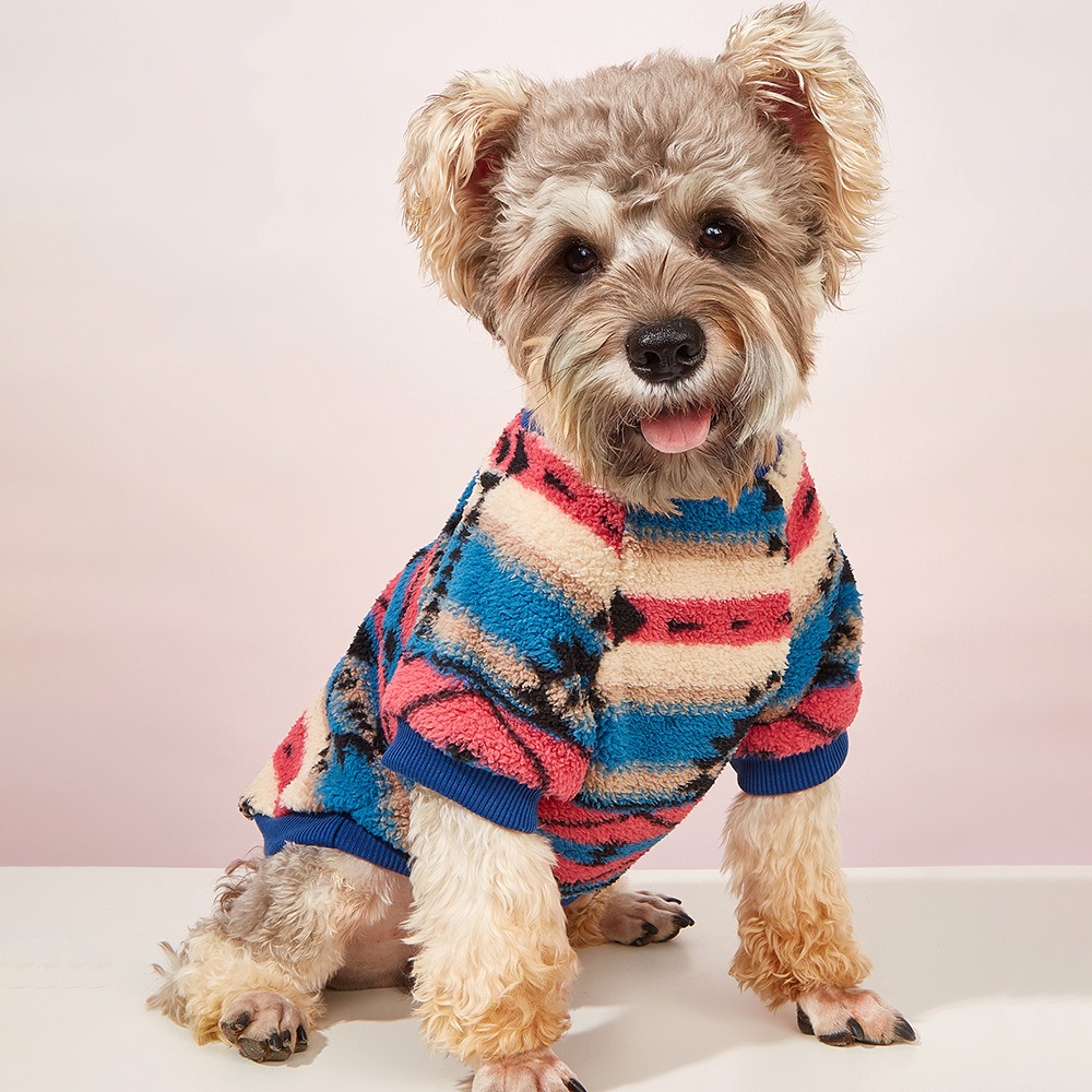 Dog Clothes Autumn And Winter Ins Cat Clothes Cute Stripes Plush Sweater Source Pet Clothes — image 1