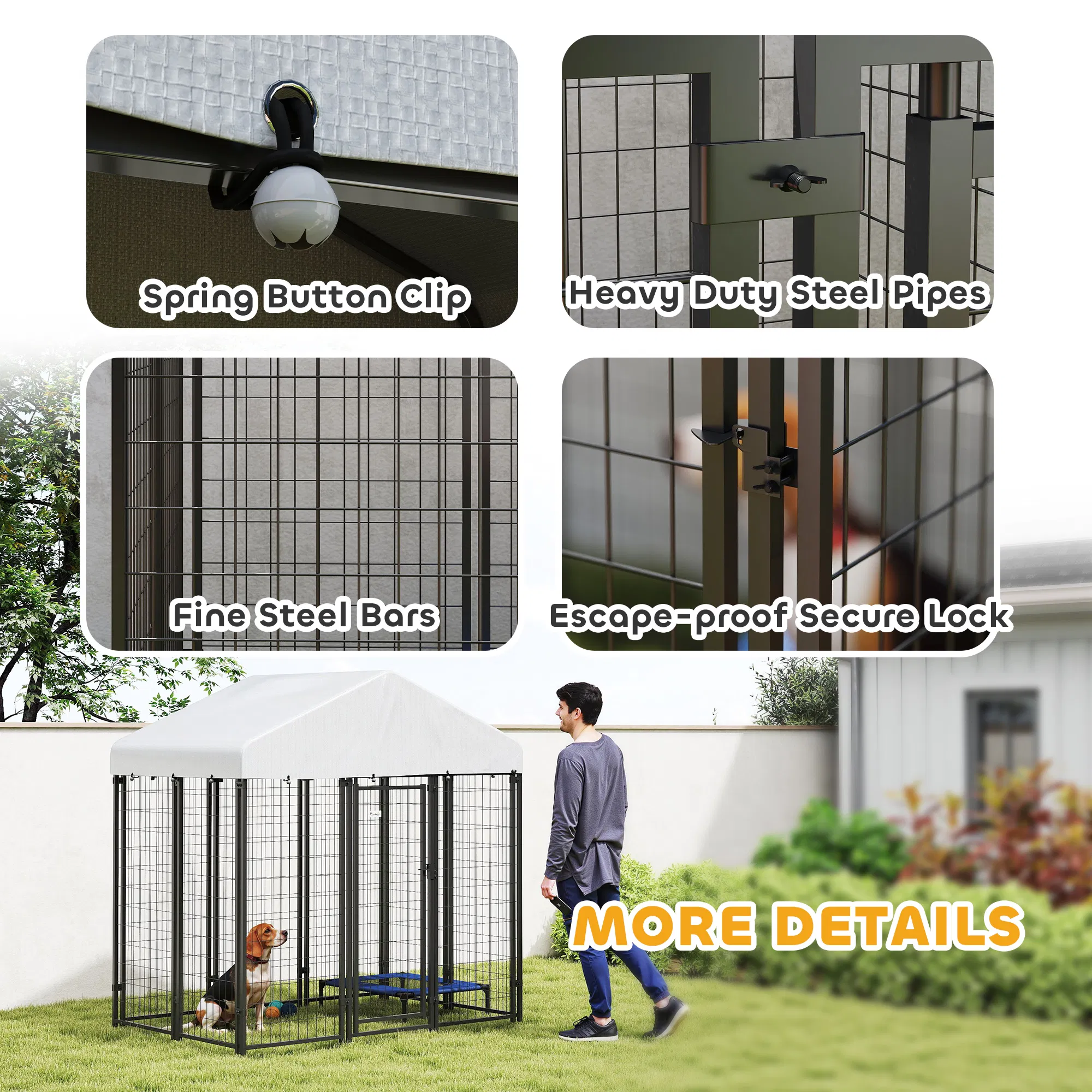 Outdoor Dog Kennel with Waterproof UV-Resistant Cover, 6 x 4 x 6 ft — image 6