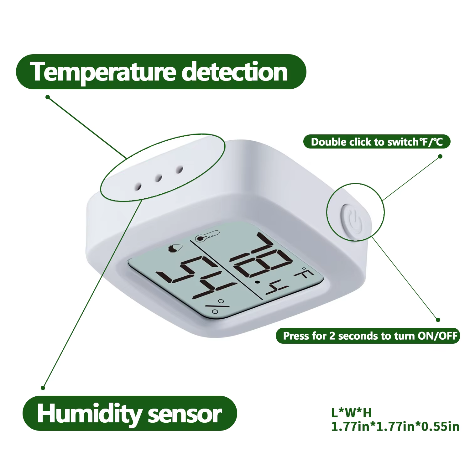 Termómetro y Higrómetro para Reptiles – Medidor Digital Preciso de Temperatura y Humedad con Pantalla LCD para Accesorios de Tanque de Dragones Barbudos — imagen 2