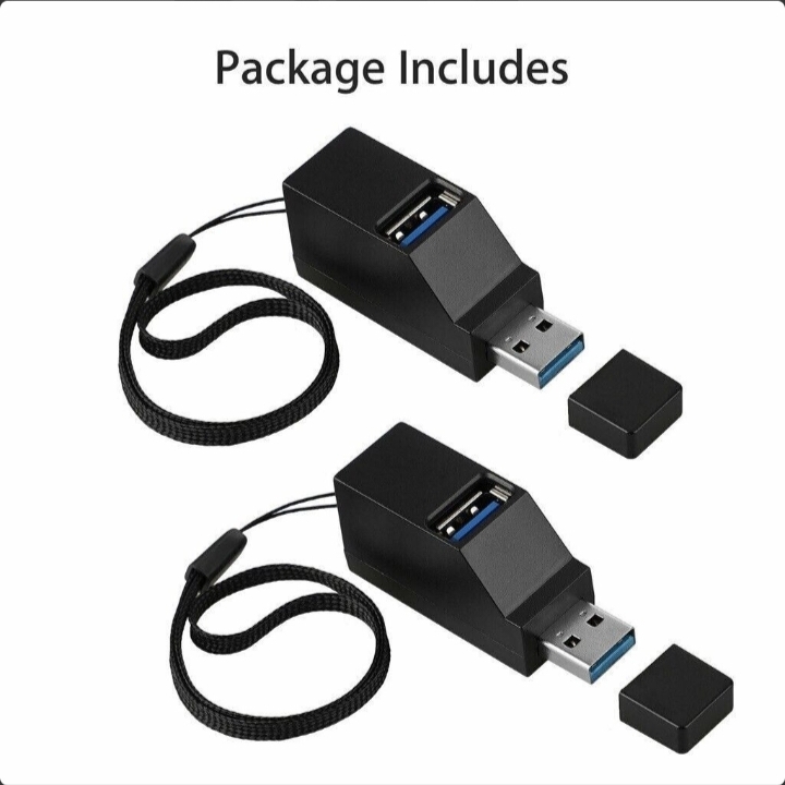 2 Piezas de Hub USB 3.0 de 3 Puertos, Caja Divisora Portátil de Alta Velocidad Para PC, Notebook y Laptop