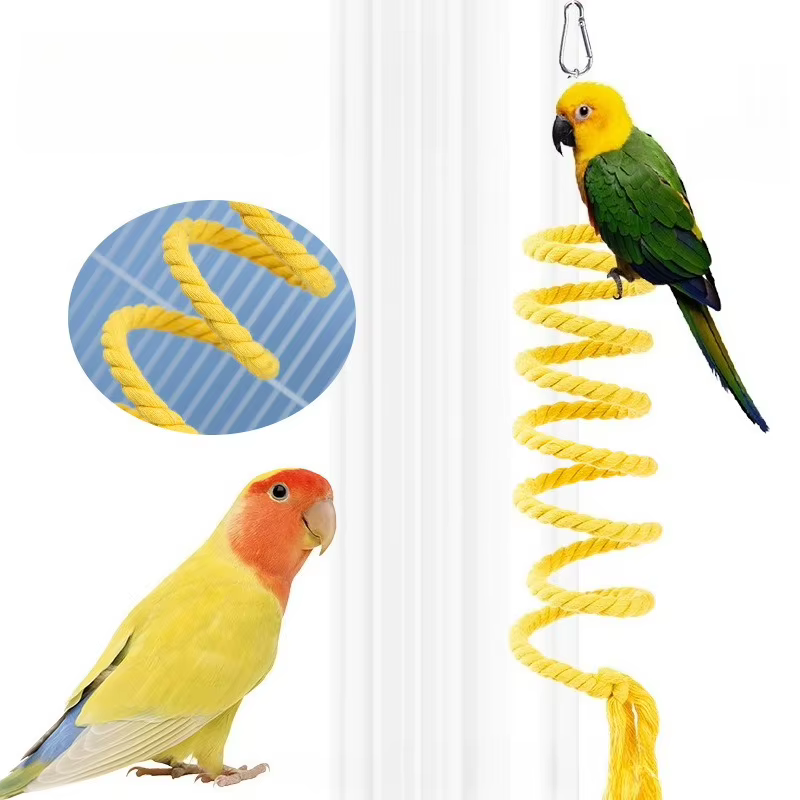 Parrot Climbing Toy Spiral Cotton Rope Bird Chewing Climbing Toys Parrot Swing Standing Toys Bird Supplies — image 2