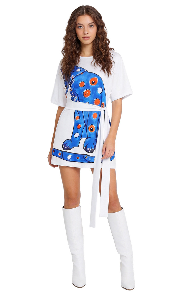 Ropa de los 80 para Mujer Agnesa, Camiseta de Gato para Fiesta de Halloween con Cinturón, Vestido Retro Disco — imagen 4