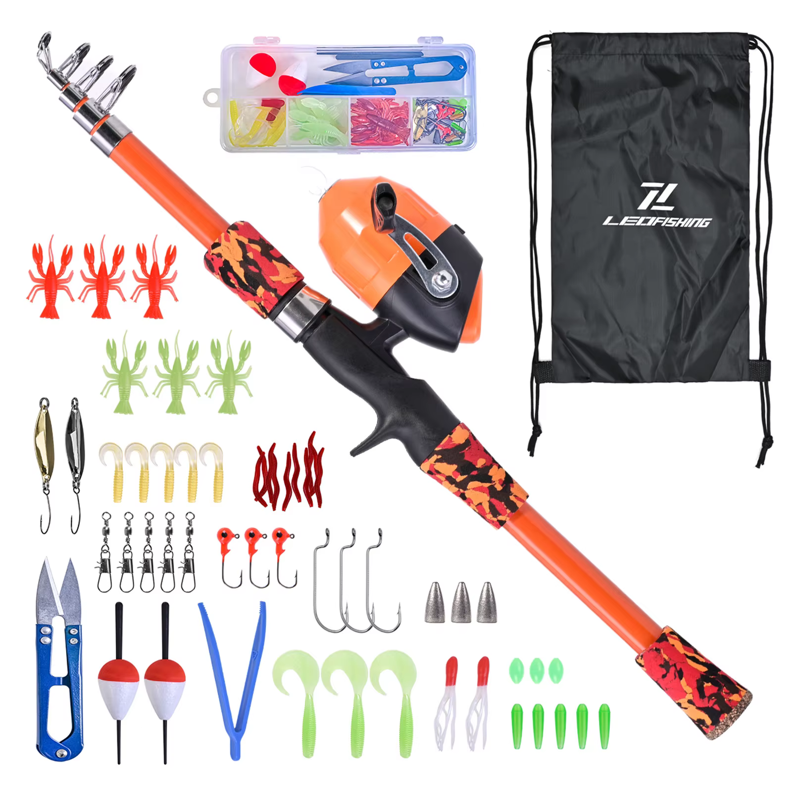 Kids Fishing Rod and Reel Combo Full Kit Telescopic Casting Pole with Spincast Reel for Boys Girls — image 3
