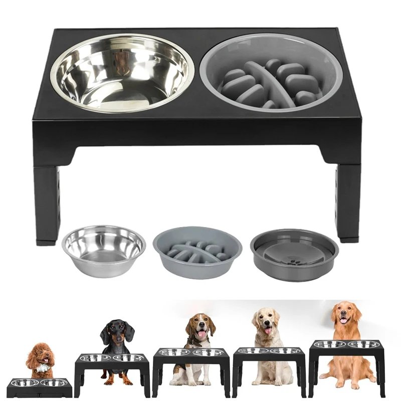 Elevated Dog Feeder with Adjustable Raised Stand, Slow Food Bowl, Water Feeders for Large and Medium Dogs — image 1
