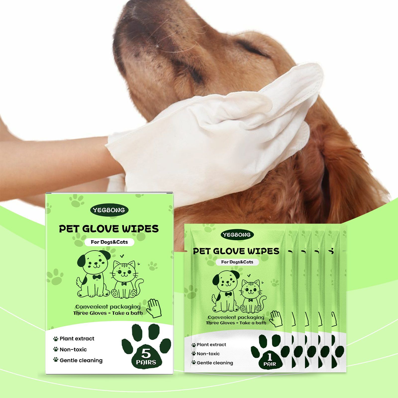 YEGBONG Disposable Pet Glove Wipes, 5 Pieces — image 6