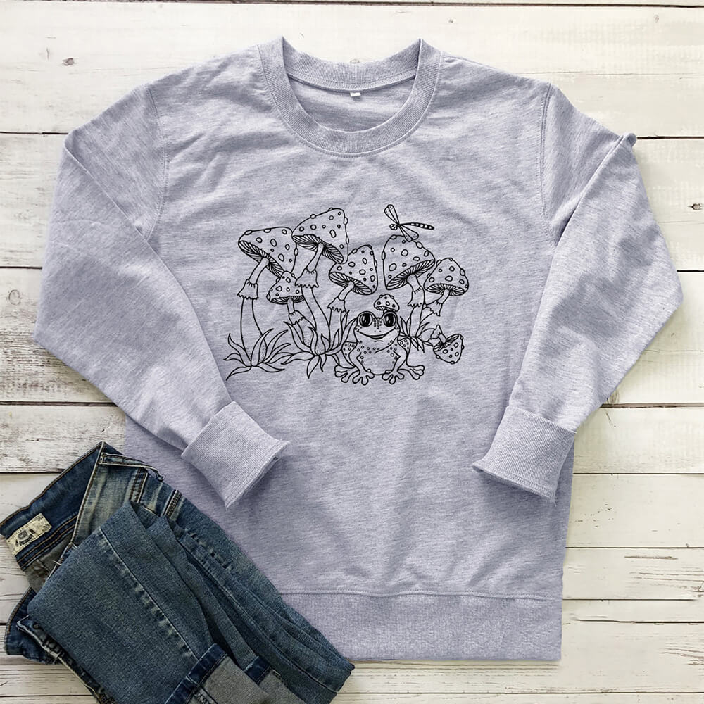 Mushroom Frog Cartoon Printed Hoodie — imagen 5