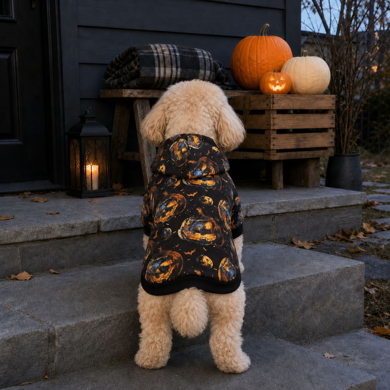 Halloween Pumpkin Wizard Hoodie for Dogs and Cats, Pet Costume for Halloween Party — image 2