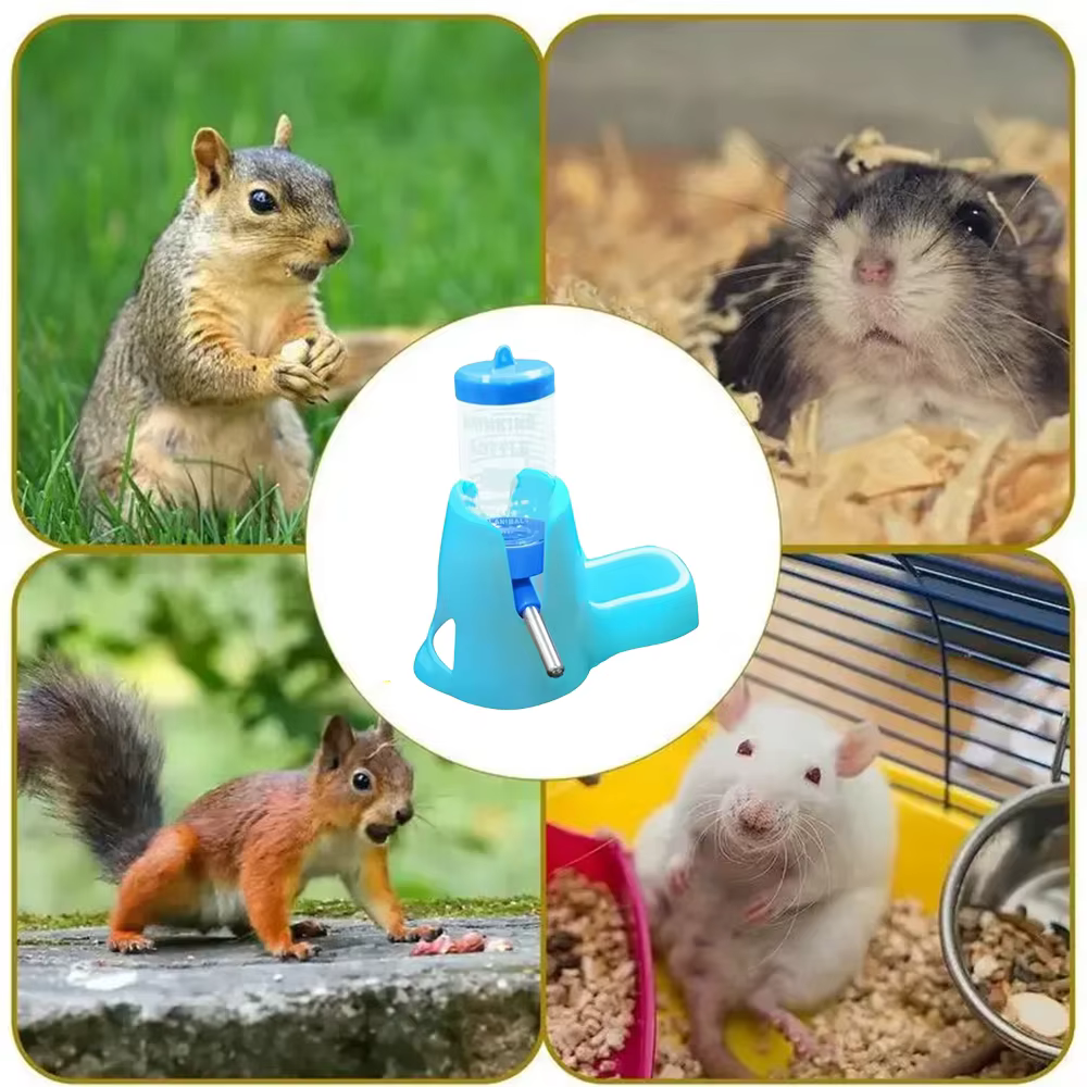 Dispensador Automático de Agua para Roedores Pequeño Animal Botella de Bebida con Contenedor de Alimento y Comida — imagen 2