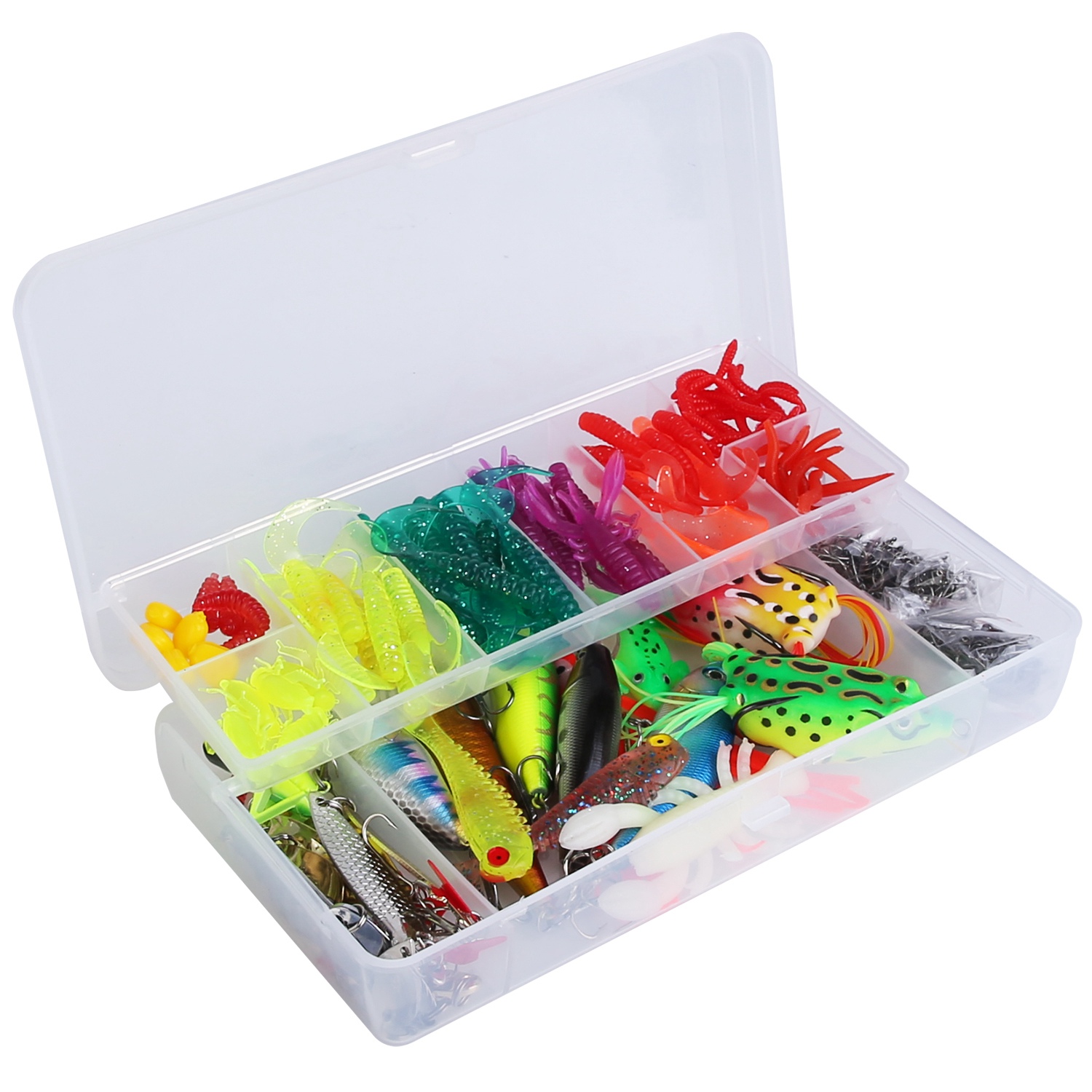 Set de 375 Piezas de Señuelos de Pesca y Caja de Aparejos, Kit de Señuelos para Agua Salada y Dulce, Poppers, Crankbaits, Grillos, Ranas y Señuelos Cuchara Realistas — imagen 3