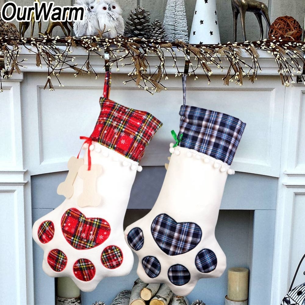 Bolsa de Regalo Plaid para Navidad y Año Nuevo para Mascotas Perros Gatos Decoraciones de Árbol de Navidad — imagen 2