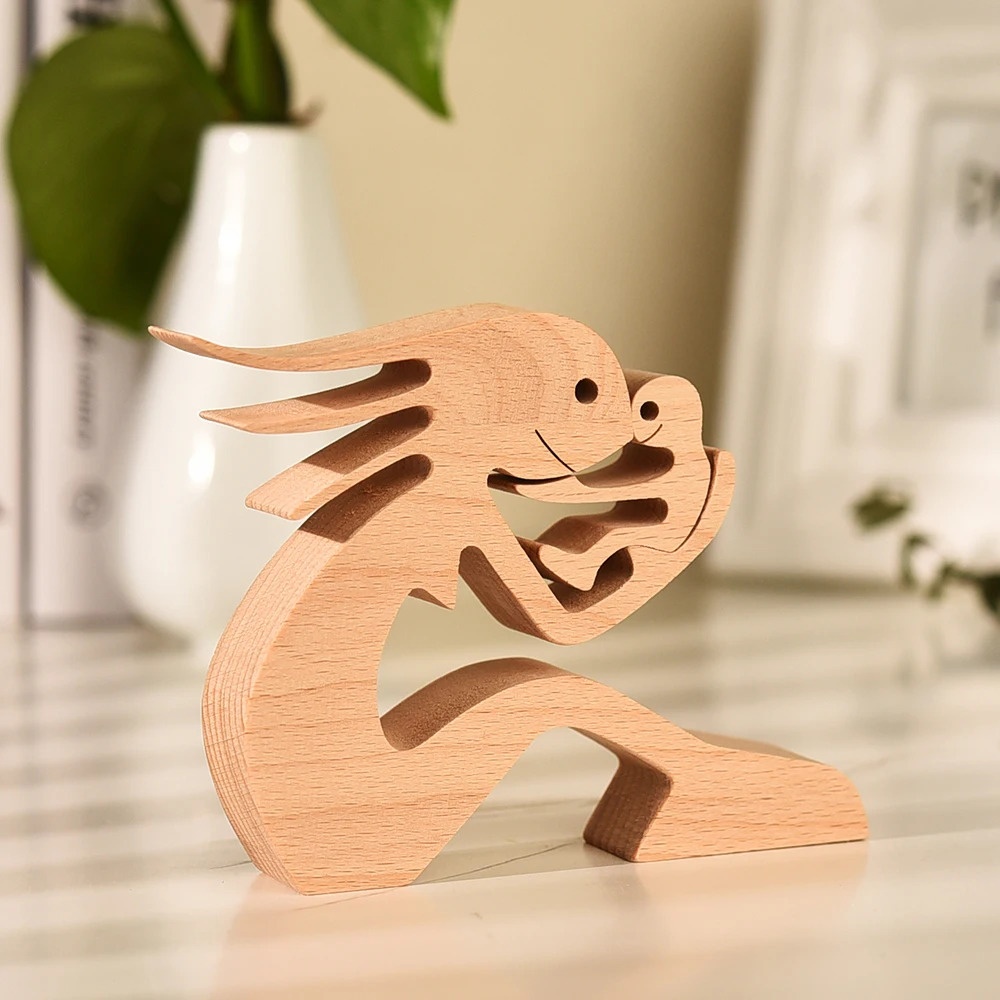 Escultura de Madera para Decoración de Hogar con Perro y Dueño - Regalo de Navidad para Amantes de los Animales — imagen 24