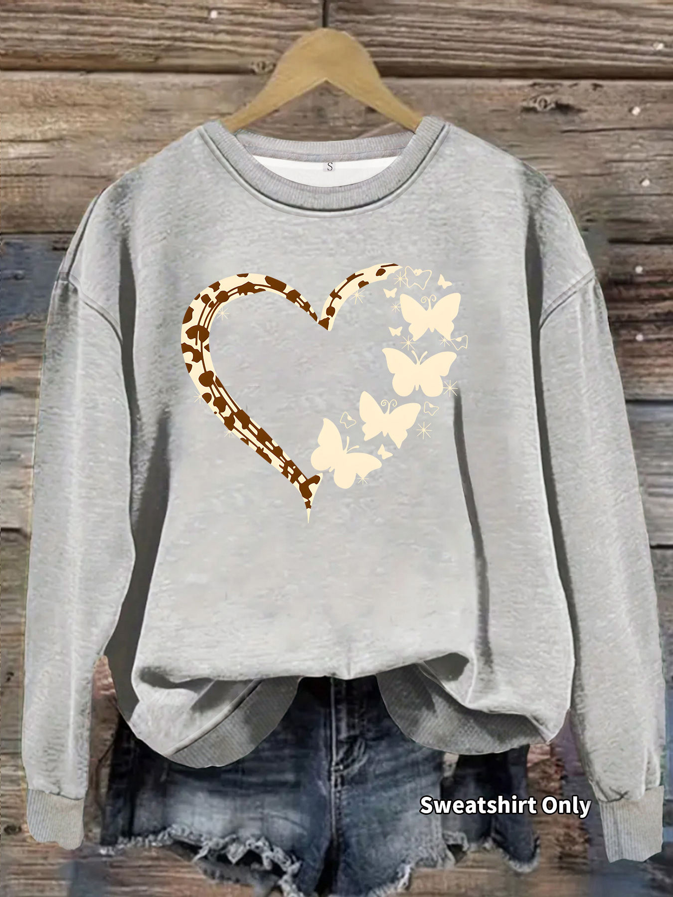 Butterfly and leopard print heart-shaped fleece hoodie — image 11
