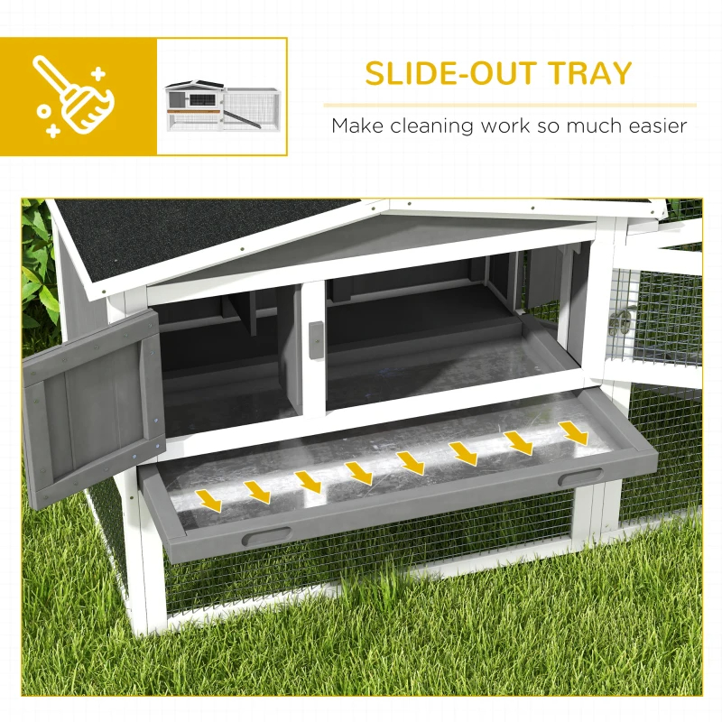 Hutch 2-Story Bunny Cage, Guinea Pig Cage Indoor Outdoor, Small Animal House With Slide Out Tray, For Rabbits, Chickens, Ducks Light Gray — imagen 7
