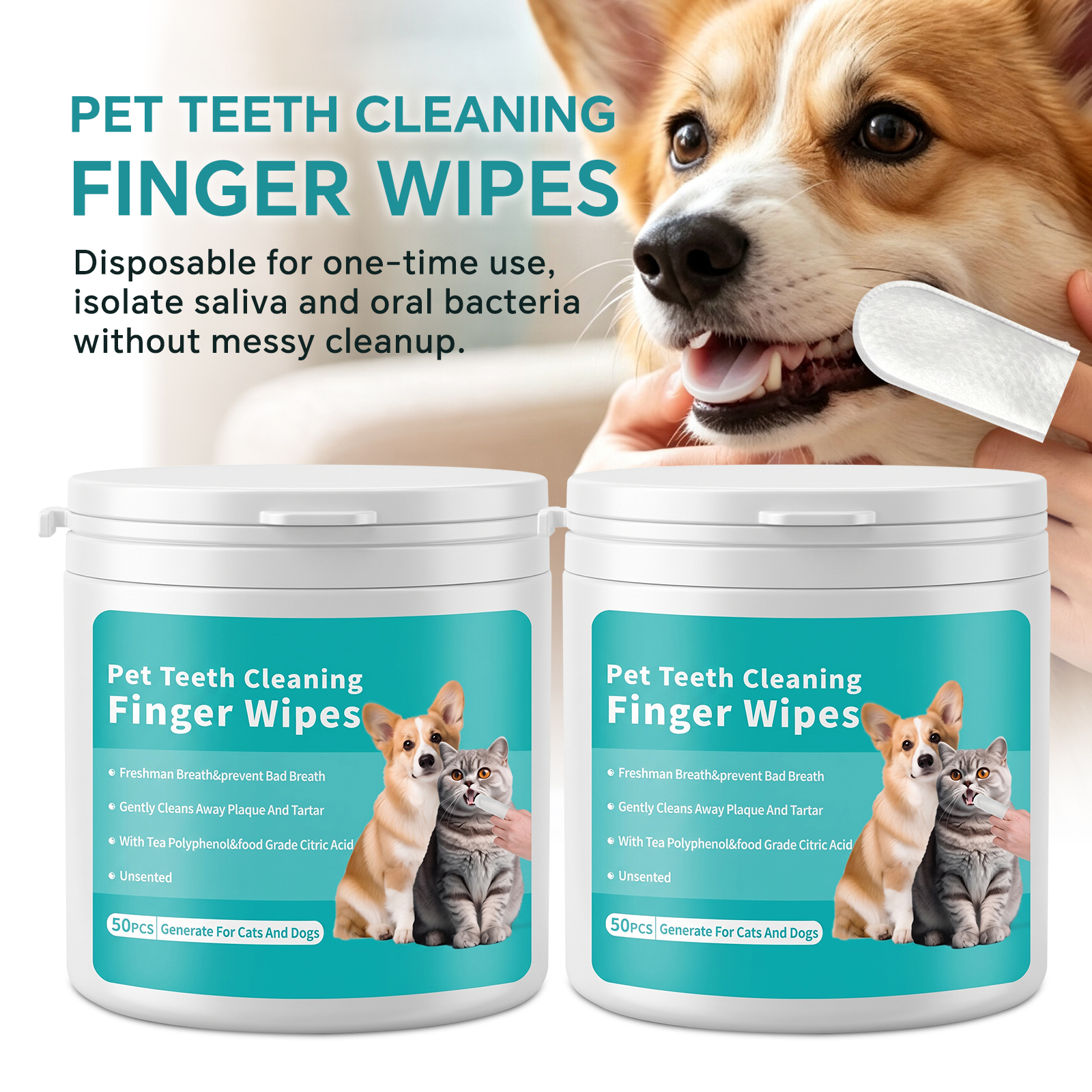 Solo Recogida en Tienda - Toallitas Húmedas para Cepillos de Dientes de Mascotas (50 Piezas) — imagen 2