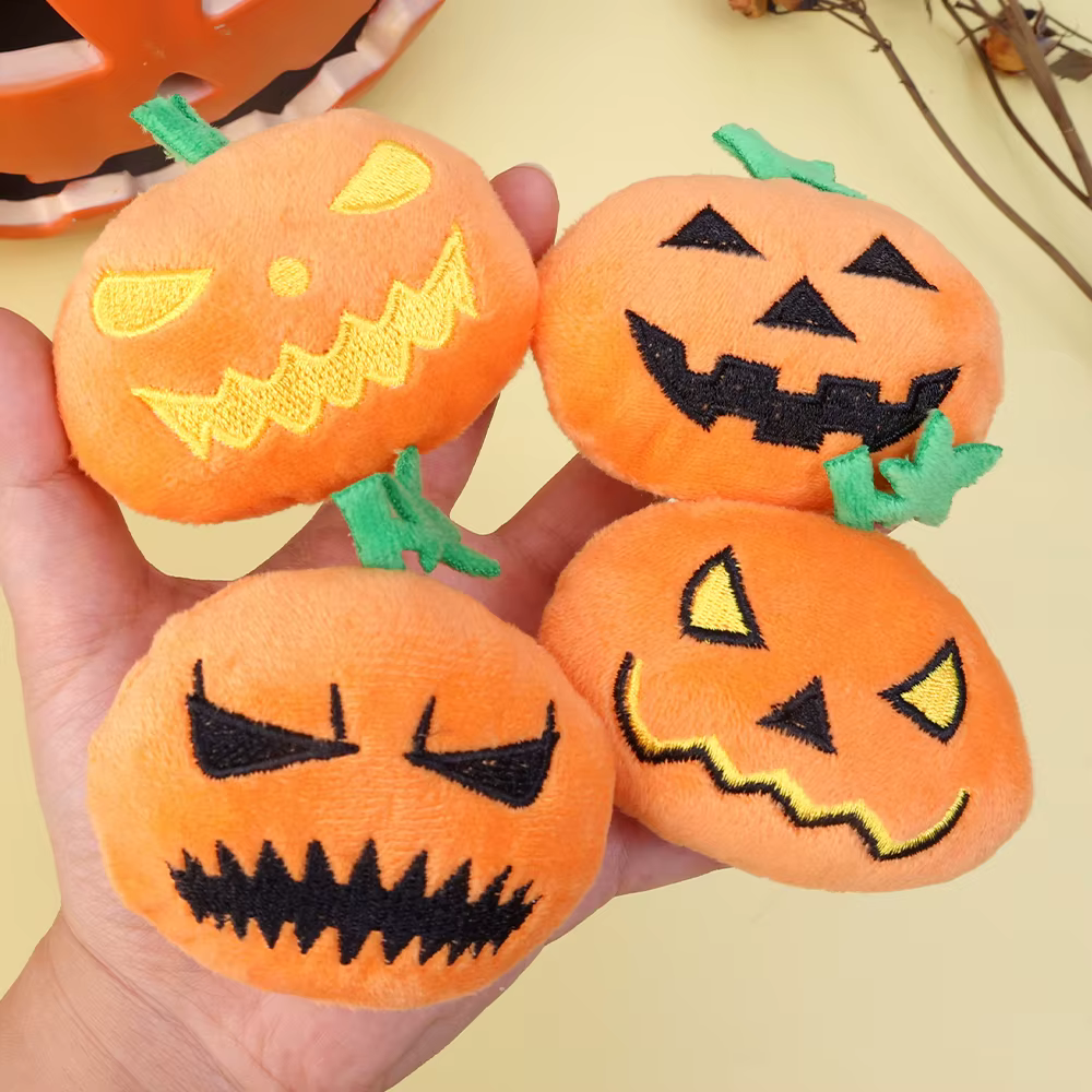 Halloween Dog Toy Funny Pumpkin Ghost Face Pet Biting Toys Soft Plush Cat Tooth Grinding Ball Can Make Sounds Dog Training Toys — image 6