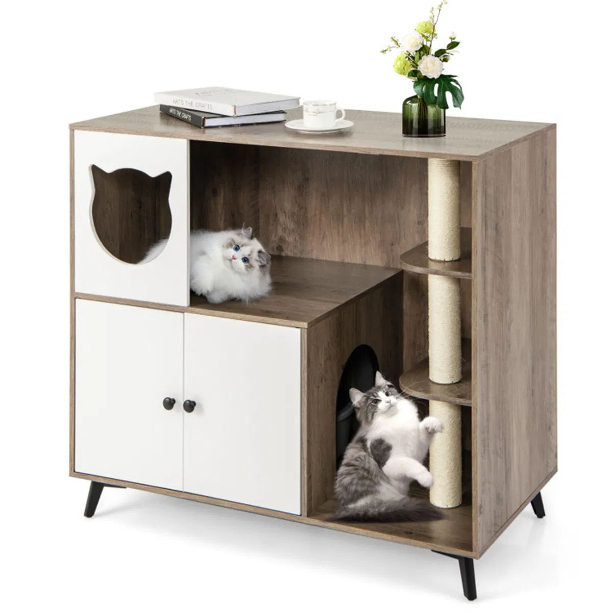 Cat Litter box with Cat scratching post, Cat Apartment, Cat House, locker — image 8