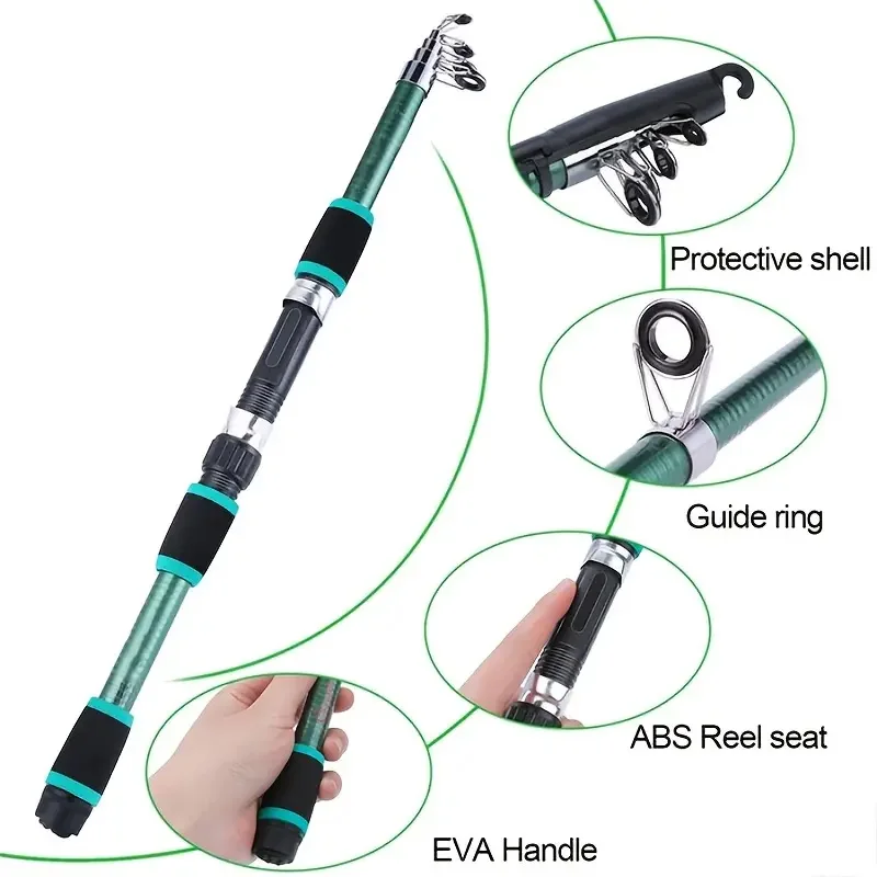 Fishing Pole Set Full Kits With Telescopic Fishing Rod And Spinning Reel Baits Hooks Travel Pole Set — image 4
