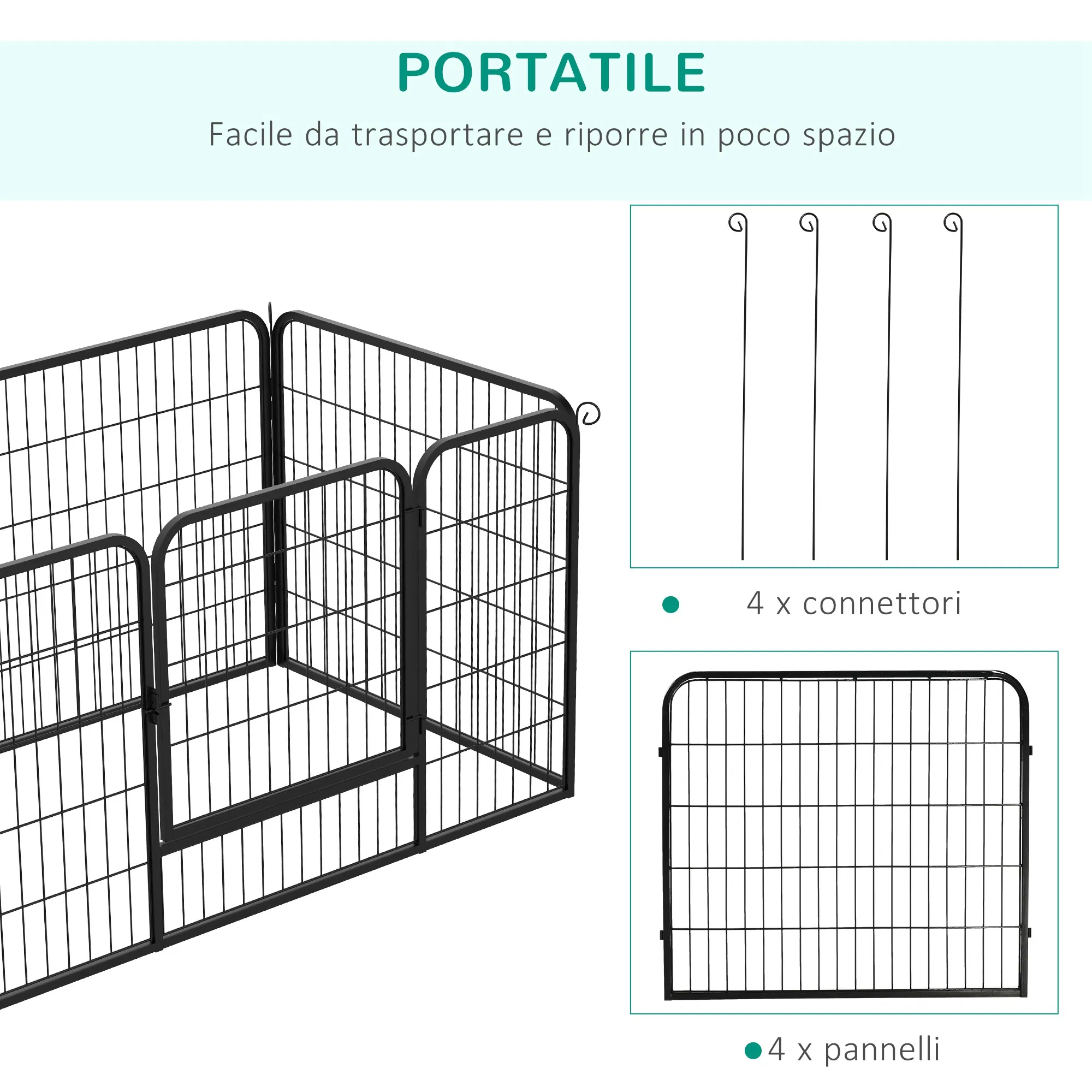 W 4-Panel Metal Dog Pen Exercise Pet Playpen Dog Indoor/Outdoor Fence, Black — image 2