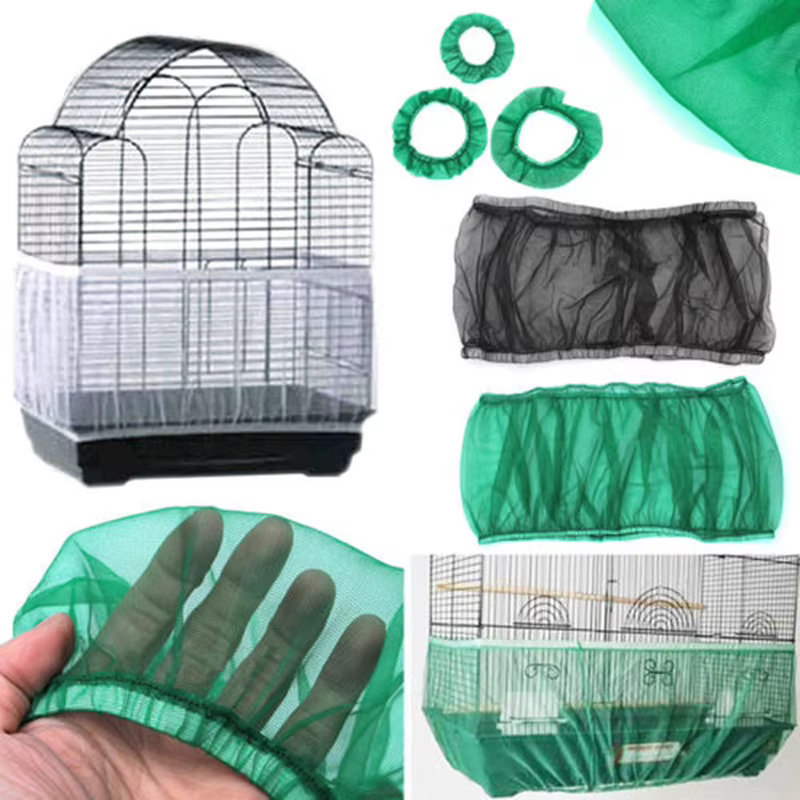 Receptor Seed Guard Nylon Mesh Bird Parrot Cover Soft Easy Cleaning Airy Fabric Mesh Bird Cage Cover Seed Catcher Guard — image 3
