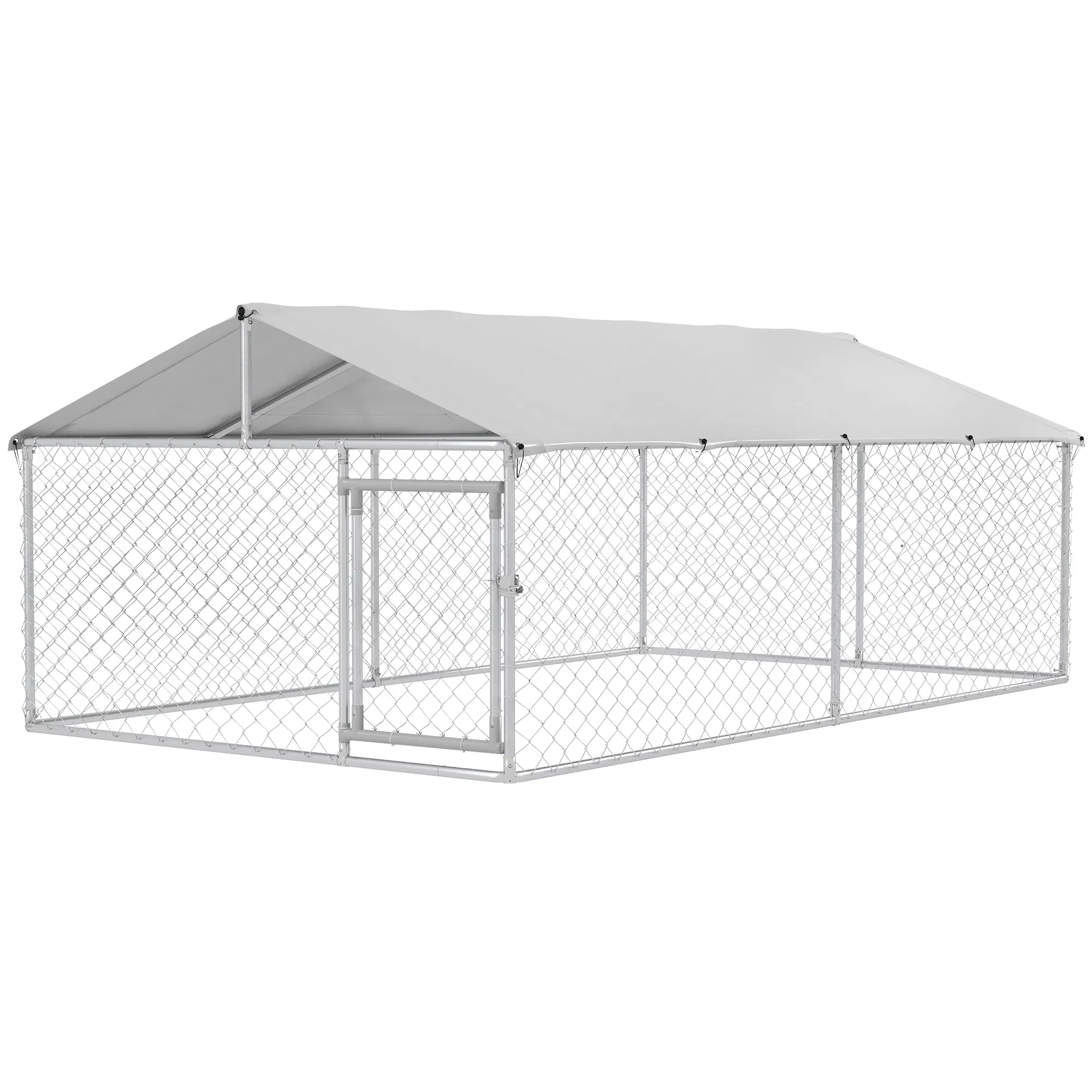 13.1' x 7.5' x 4.9' Outdoor Dog Kennel Dog Run with Waterproof, UV Resistant Cover for Medium Large Sized Dogs, Silver — image 1