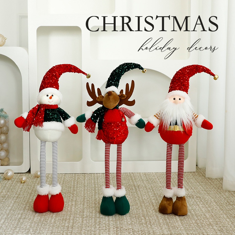 Standalone Christmas Standing Stretch Dolls, Hotel Window Display Snowman Reindeer Plush Toys Decorations — image 2