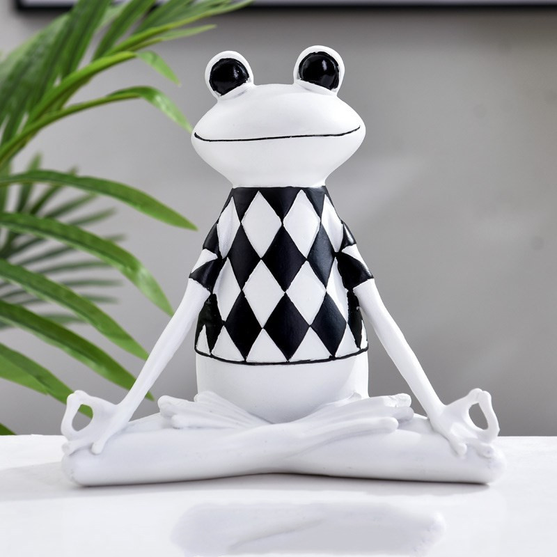 Estatuas de Ranas Yoga Figuras para Meditación y Decoración Ornamentos de Interior de Resina para Salón, Habitación, Oficina, Domicilio — imagen 7