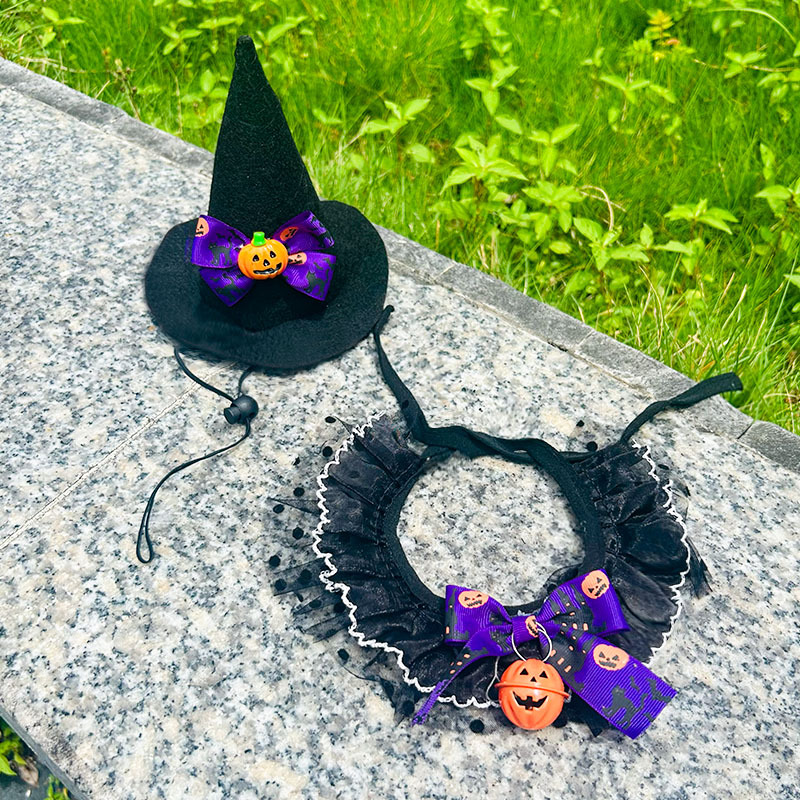 New Cat Bandana Hat Set Halloween Pet Scarf Neckwear Dog Bib Collar — image 4