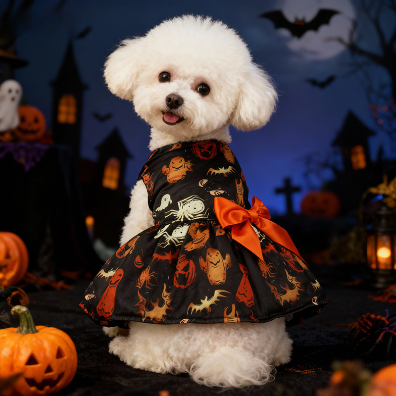 Pet Halloween Dog Costume Bat Dress Pumpkin Festival Dog Clothing — image 1