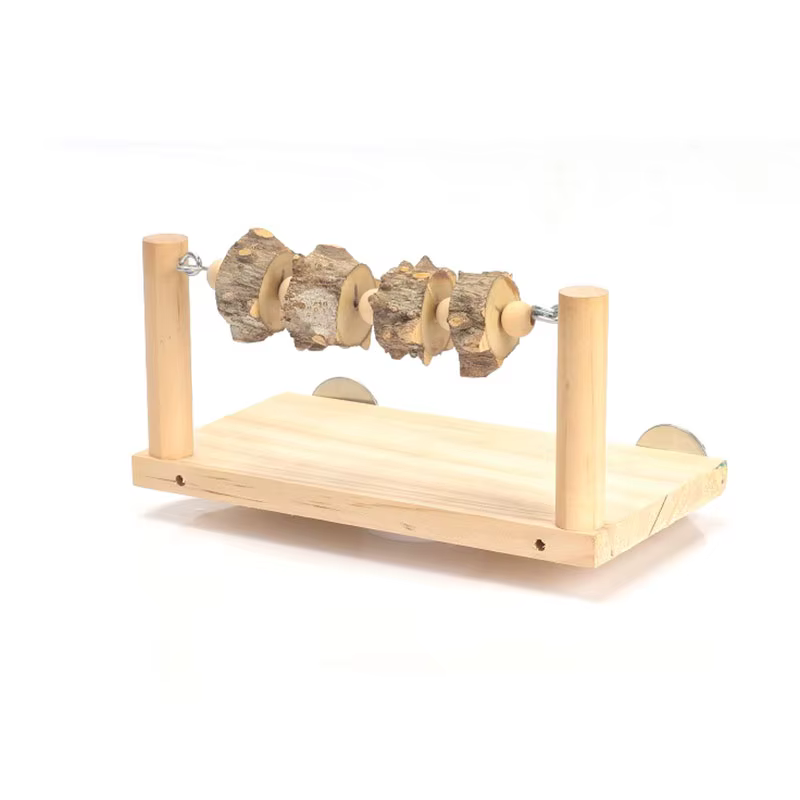 Natural Wood Pet Parrot Toy Bird Swing Exercise Climbing Standing Wooden Toys Pet Parrot Macaw Hammock Bird Toy — image 3
