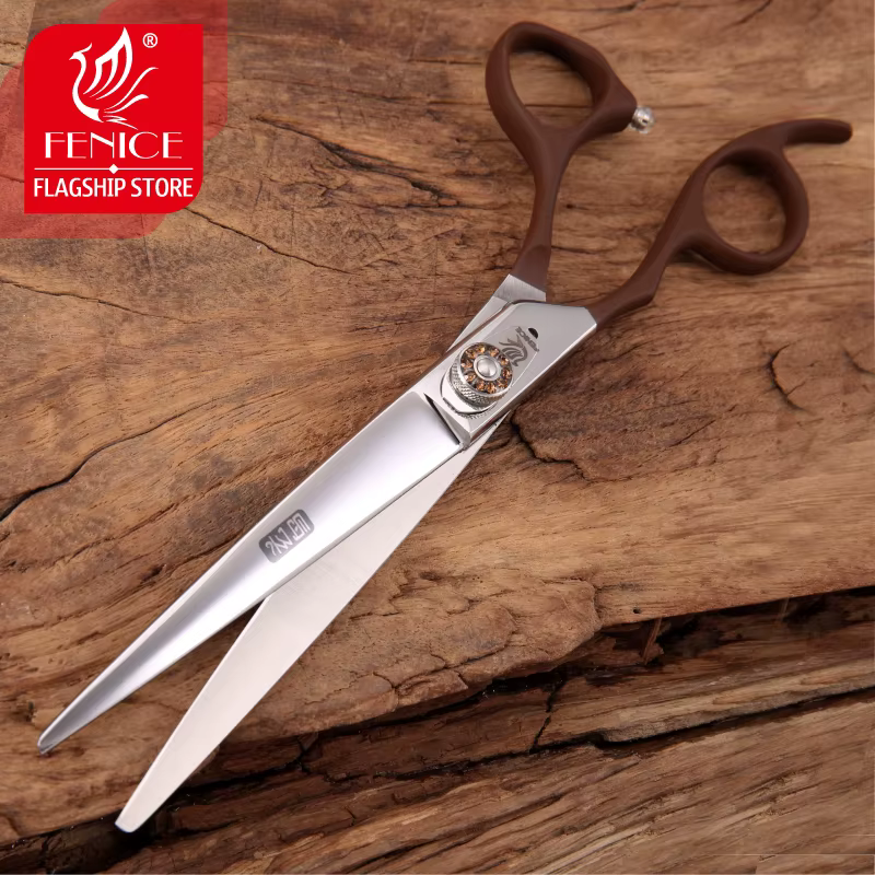 Fenice Professional Pet Grooming Scissors for Left handed Groomer/Beauticians Curved Shear Thinning Scissors Set — image 5