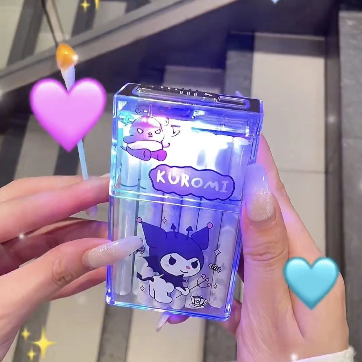 Pacha Dog Cartoon Sanrio Cigarette Box Charging Lighter Integrated Transparent Body Atmosphere Colorful Lights Cute Gift Object — image 3
