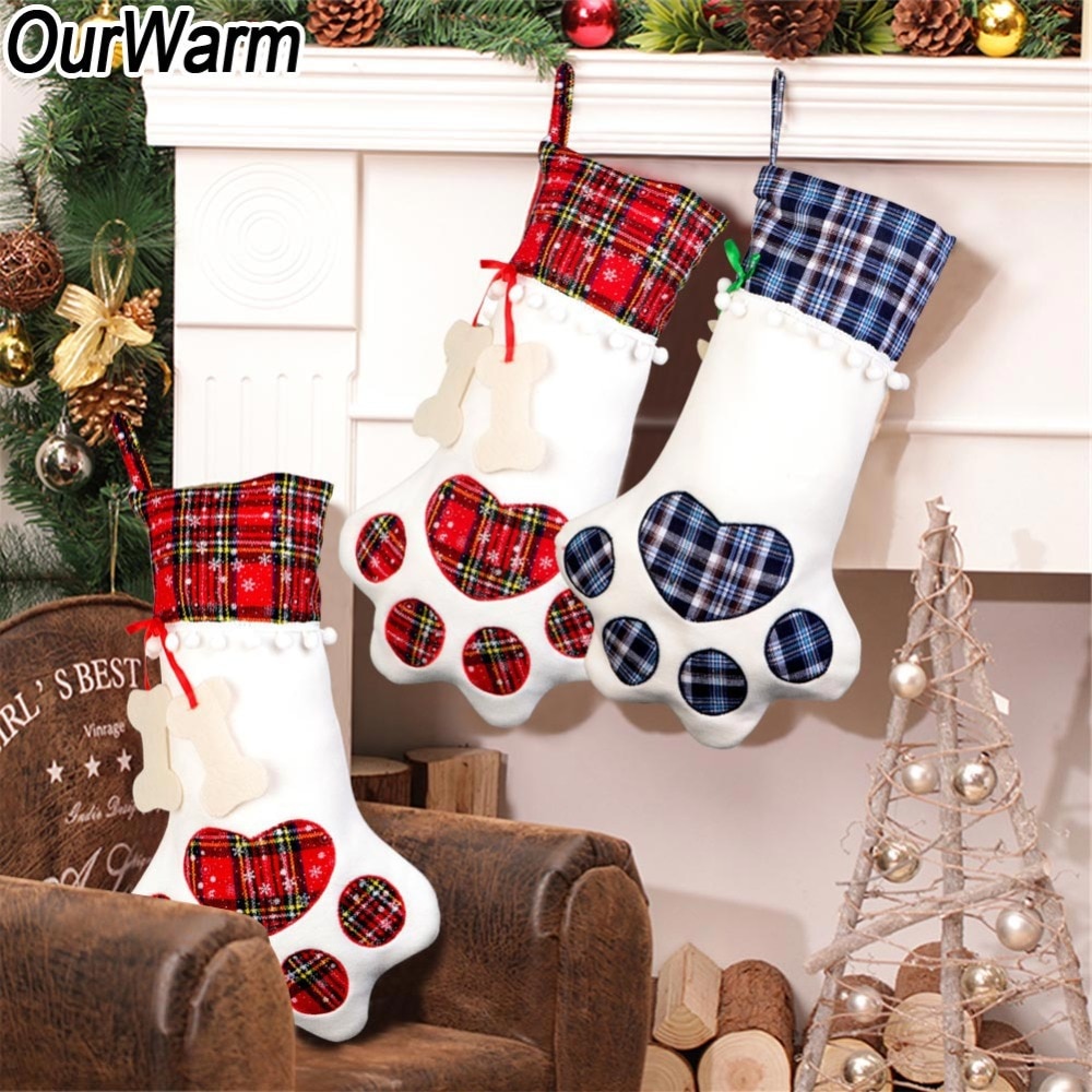 Bolsa de Regalo Plaid para Navidad y Año Nuevo para Mascotas Perros Gatos Decoraciones de Árbol de Navidad — imagen 1