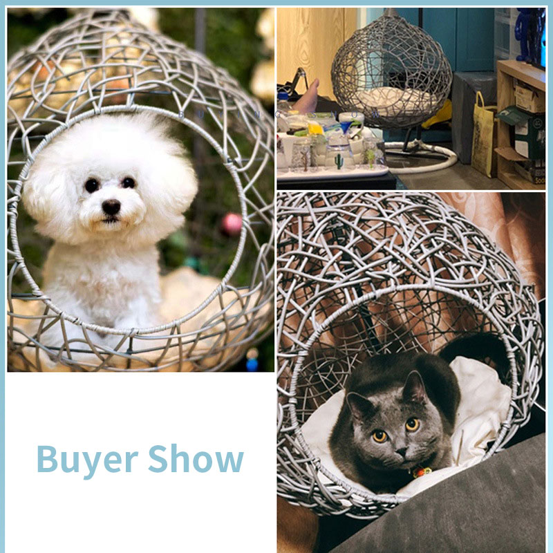 Pet Basket Cat Hammock Rattan Chair All Season Universal Cat Bed Small Dog Swing Cradle Cat Nest Climbing Frame — image 3