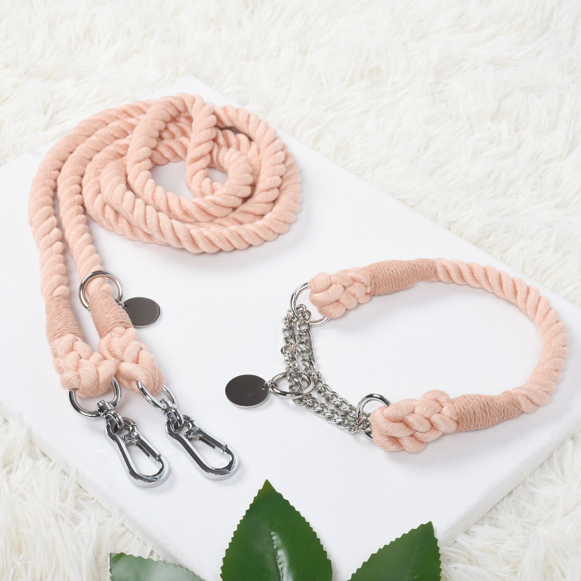 Braided Colorful Pet Dog Leash with P-Chain Collar for Medium and Large Dogs — image 3