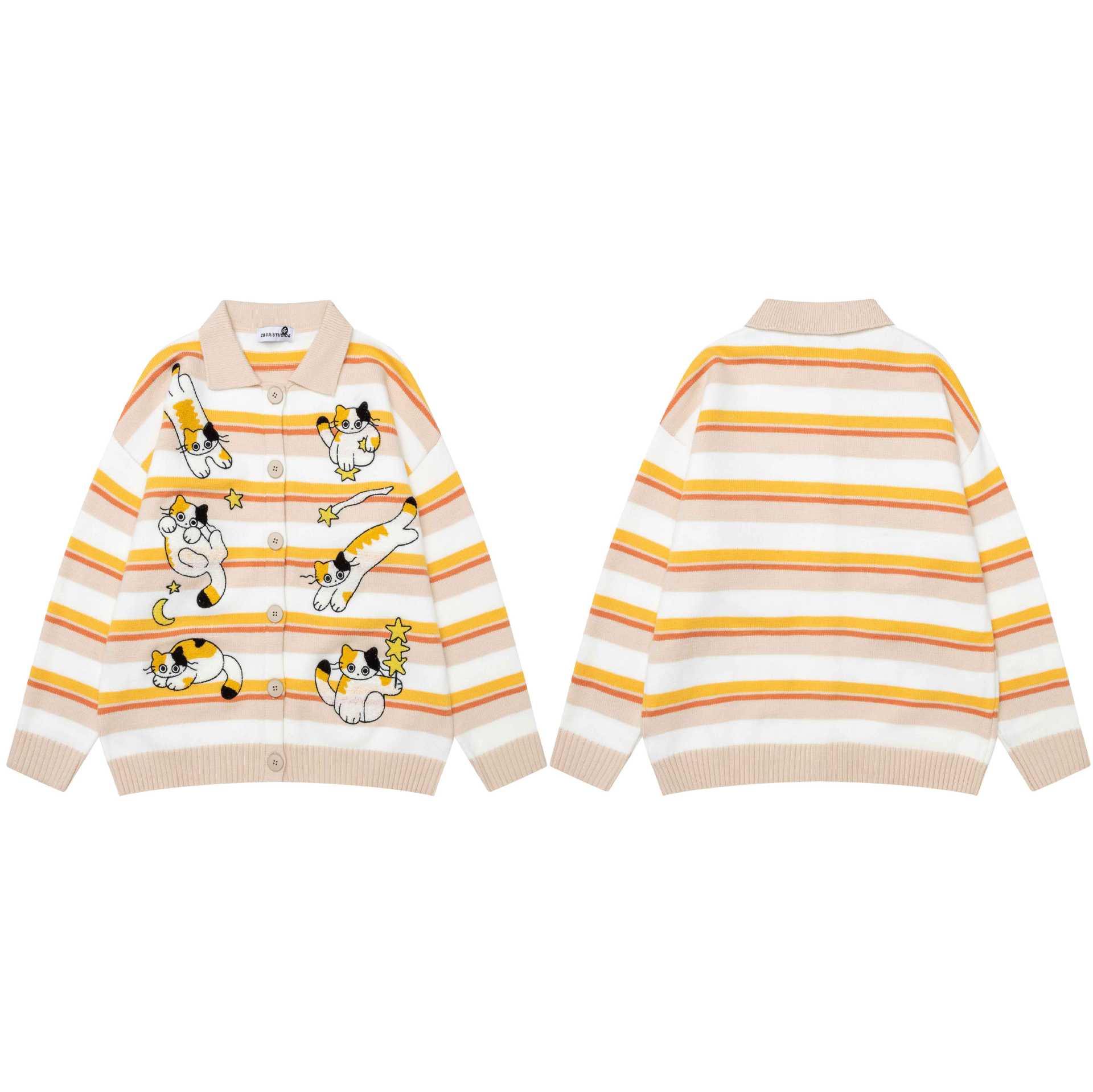 Striped cat embroidered jacket — image 4