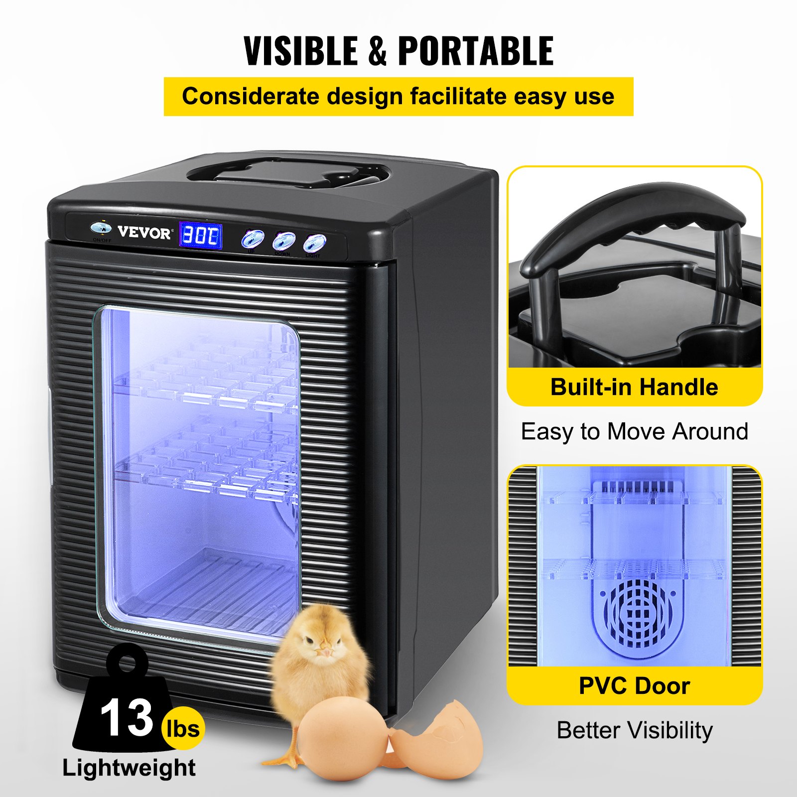 Black Reptile Incubator 25L Scientific Lab Incubator Digital Incubator Cooling And Heating 5-42°C Reptile Egg Incubator 12V/110V Work For Small Reptiles — imagen 2