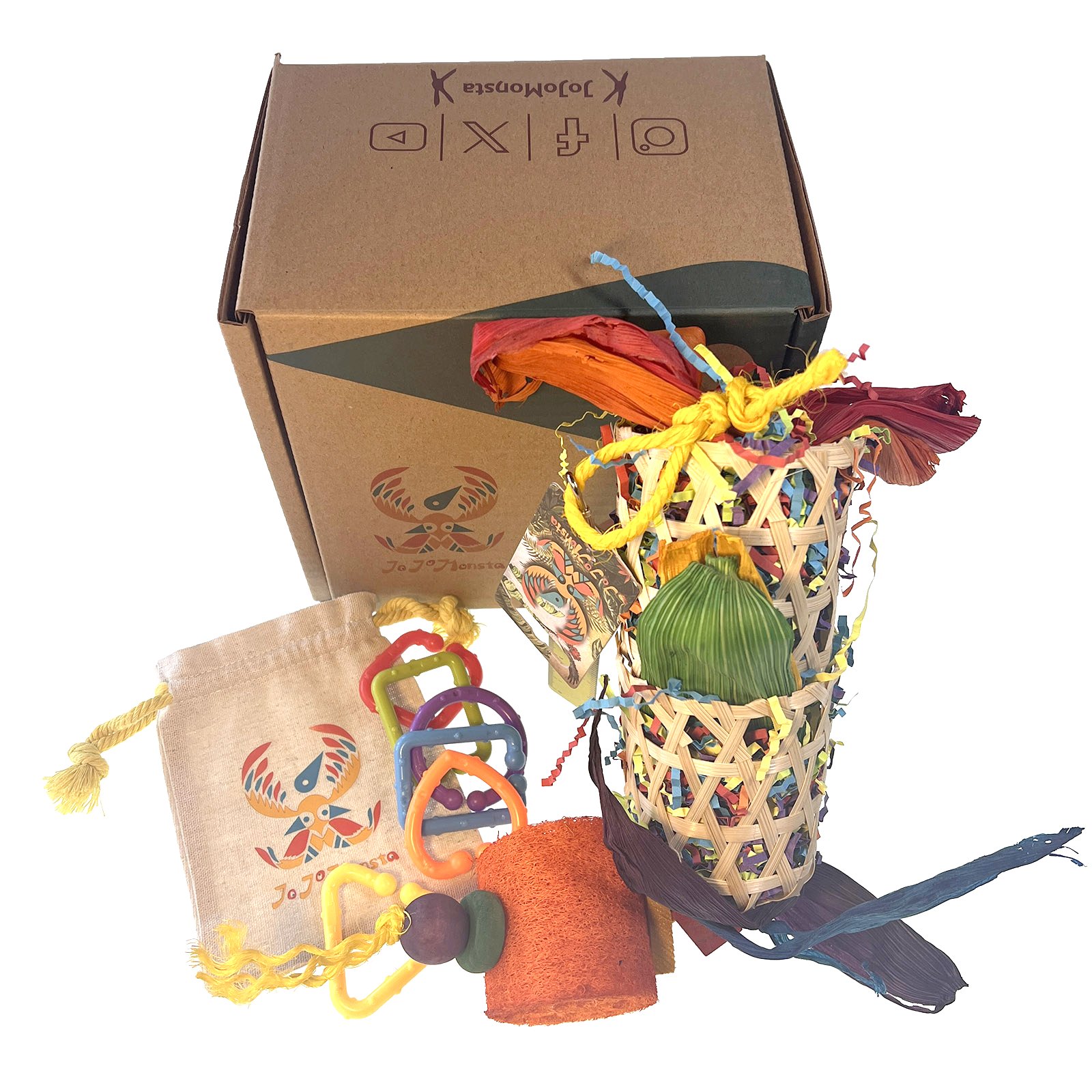 Adventure Series - Double Bamboo Basket Foraging Basket Bird Toy Handmade Parrot Toy Set — image 5