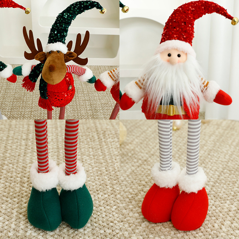 Standalone Christmas Standing Stretch Dolls, Hotel Window Display Snowman Reindeer Plush Toys Decorations — image 3