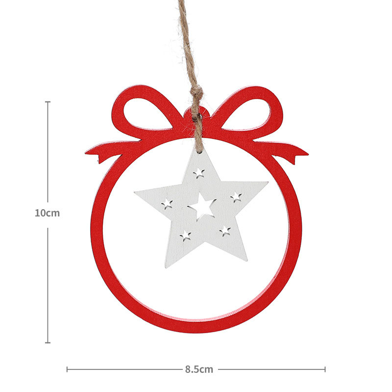 Christmas decorations, wooden Christmas hollowed out Christmas tree ornaments, wooden five pointed star reindeer snowflake ornaments — image 10