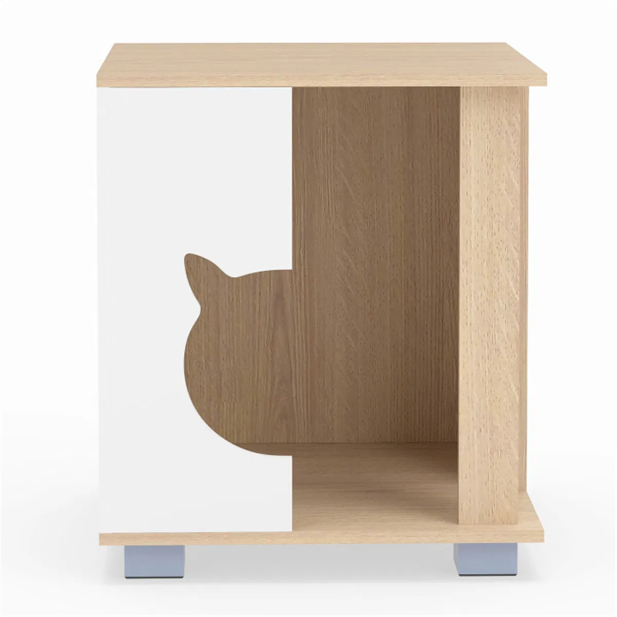 Multipurpose Wooden Cat House Nightstand, Sturdy Metal Base Anti-Slip Pet Furniture — image 6