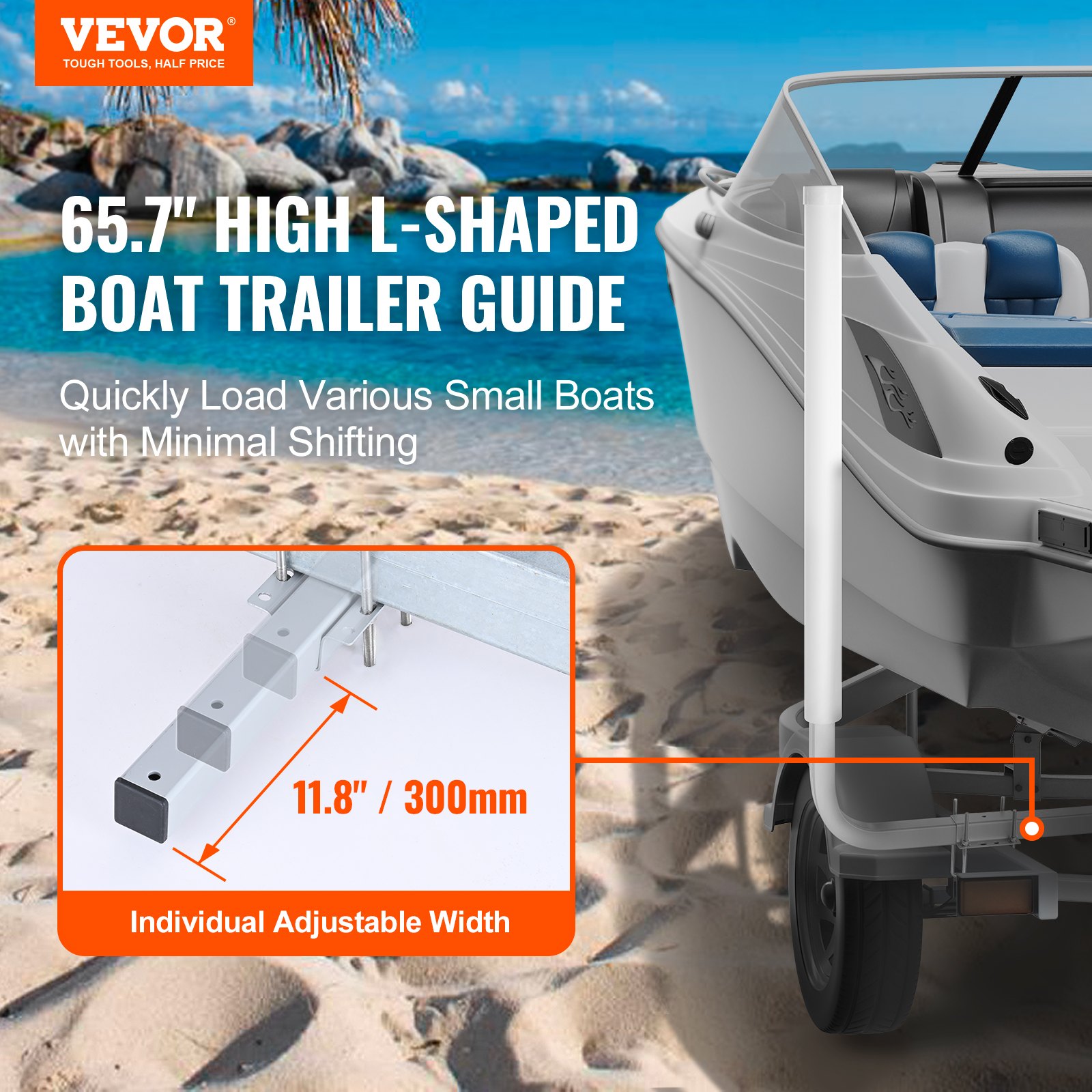 VEVOR Marine Trailer Guide Set, 60Flexibly Adjustable, Dual Rust-Resistant Steel Supports With PVC Covering, Ideal For Ski, Fishing, And Sailboat Transport, 2-Piece Kit — image 1