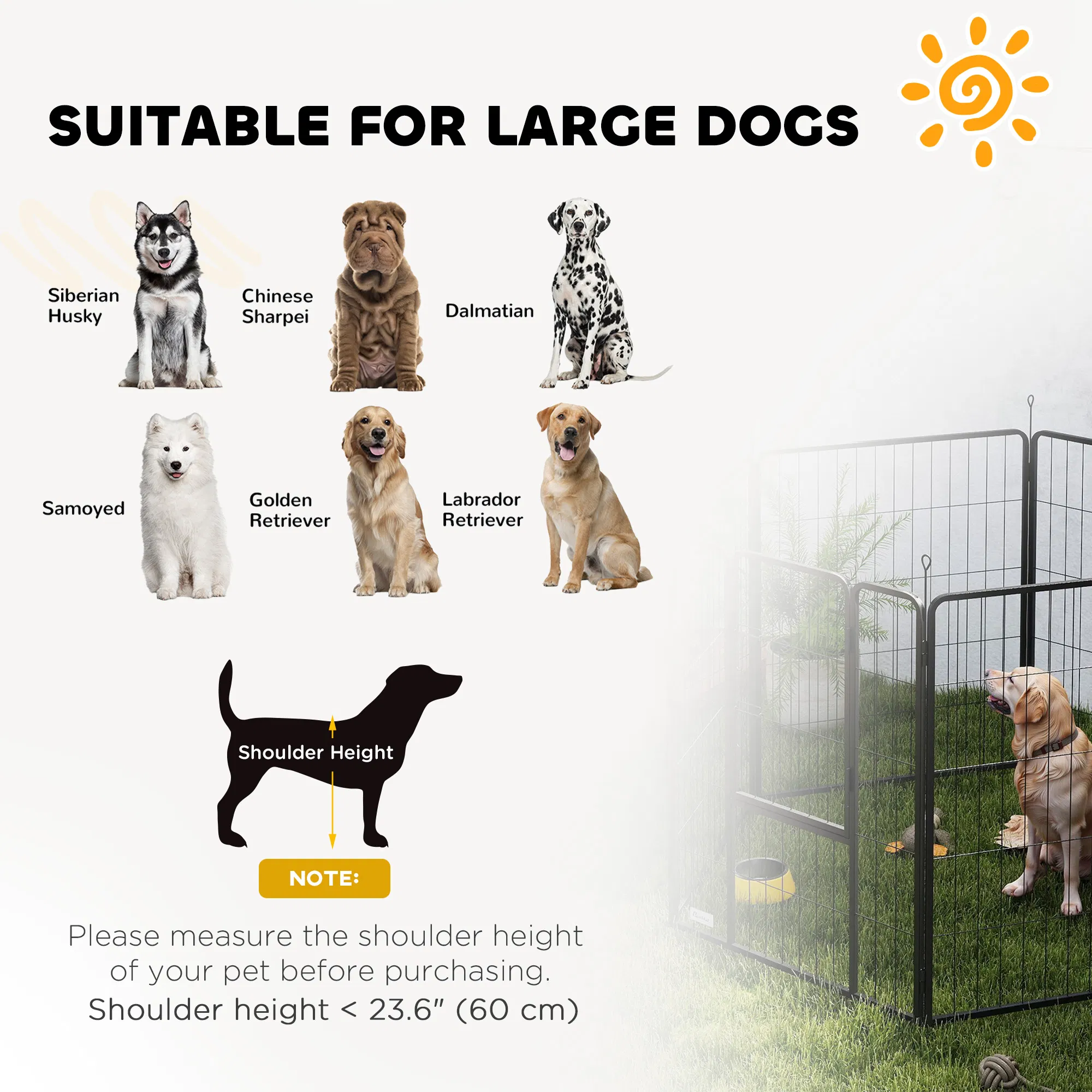 Heavy Duty Dog Playpen with Door for Large Dogs, 6 Panels, 39"H — image 3