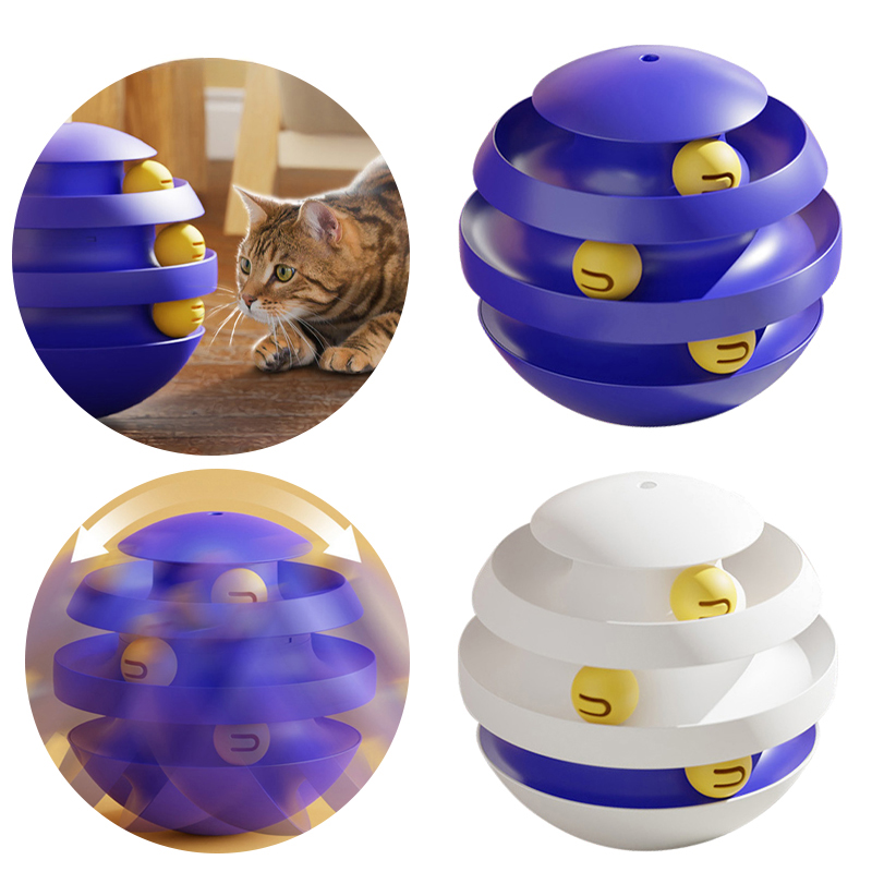 Torre Interactiva de 3 Niveles para Gatos, Juguete Giratorio con Pelota, Juguete de Entrenamiento Tipo Tentetieso, Accesorios para Gatos — imagen 1
