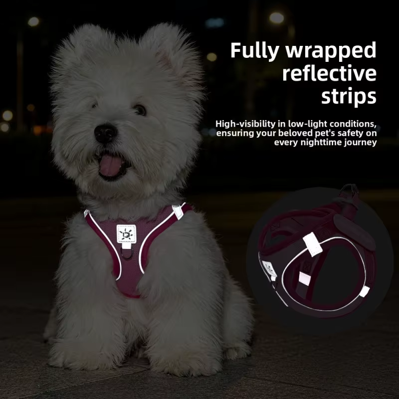 Dog Harness with Mood Patches–Reflective No-Pull Vest, Breathable Air Mesh for Small Dogs Adjustable Soft Padded Walking Lead — image 4