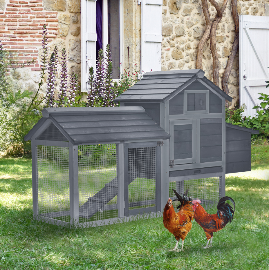Kit de Galpón para Pollos 59 Exterior Madera Compacta Sólida Casa Aislada Ventilación Gris — imagen 5