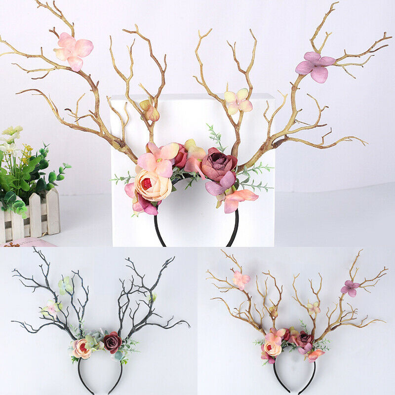 Antleras Góticas de Ciervo con Flores - Cinta para el Cabello de Navidad y Cosplay — imagen 3