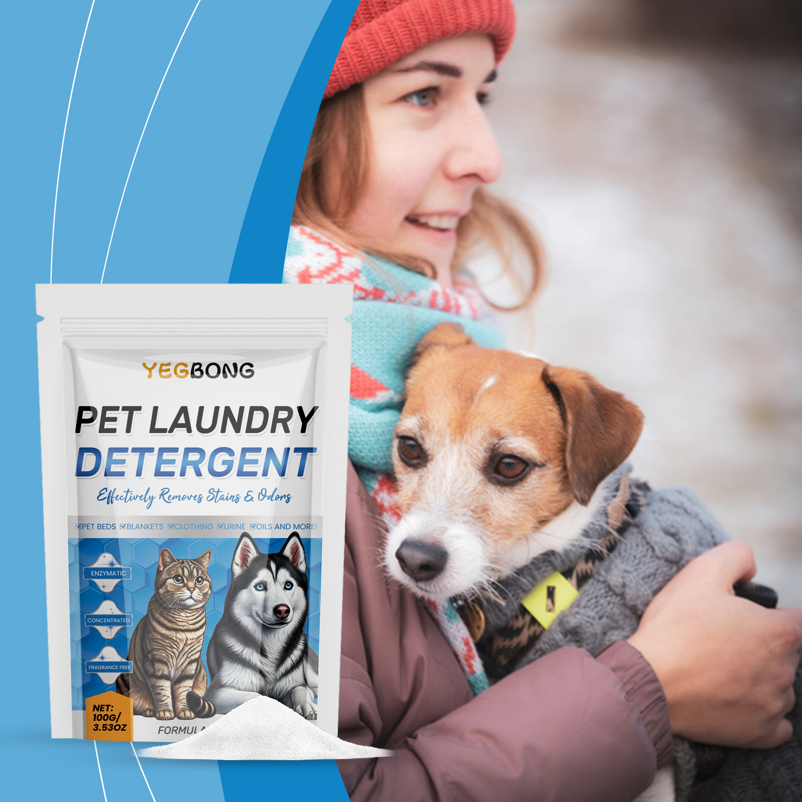 Yegbong Pet Washing Powder Deodorizing Deep Clean Stains Pet Washing Powder Decontamination Powder — image 3