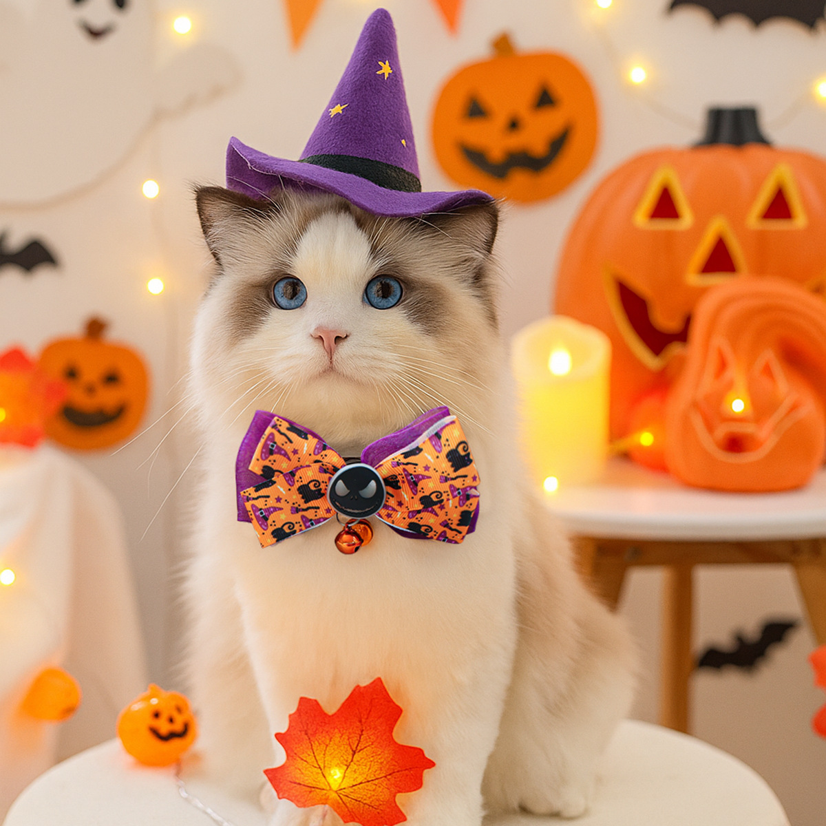 Accesorios para Mascotas Collar de Calavera o Calabaza con Luz en la Oscuridad para Perros y Gatos de Halloween — imagen 1