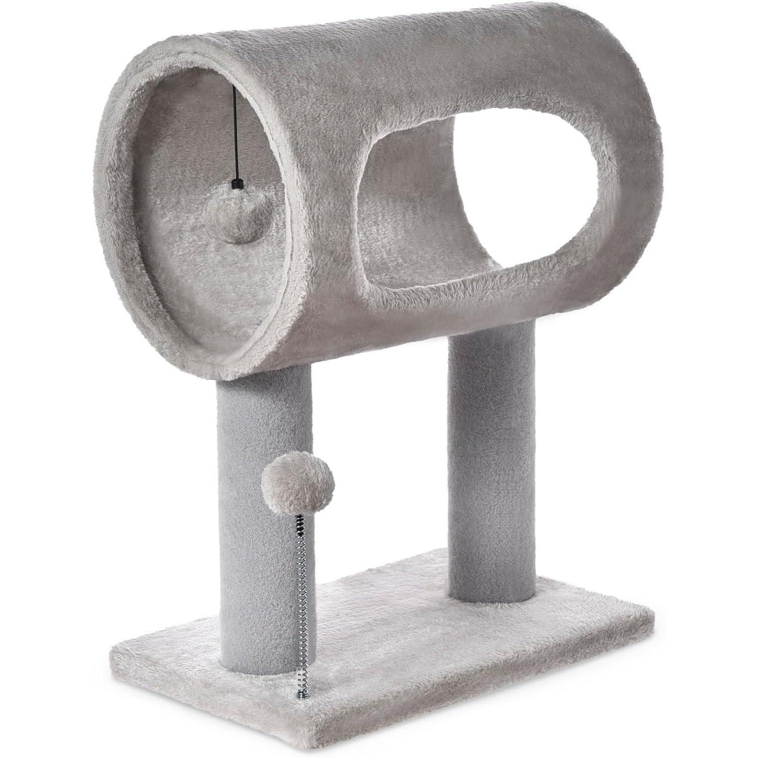 Gray Indoor Cat Tree With Hanging Ball 20.5Cat Tree With Tunnel Bed And Scratching Post Cat Tower — image 4