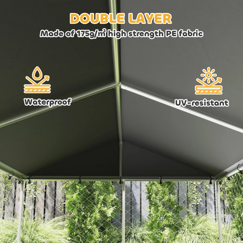 PawHut Dog Kennel Outdoor Dog Run Waterproof UV-Resist Cover Lockable Door Adjustable Bowls 20 X 7.5 X 5ft, Multiple Packages — image 4
